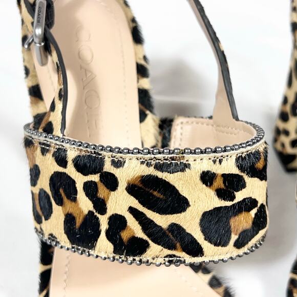 Coach Rylie Sandals Women 8.5 Leopard Print Slingback Chunky #G4242 w/ Box - Picture 8 of 16